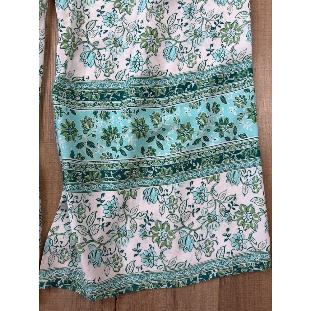Blue Rain Francescas Floral Wide Leg Pants Green Teal Boho Rayon WS30997 Small - Picture 2 of 8